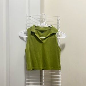 SO Women's Olive Green Collared Tank Top